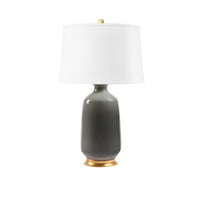 Villa & House Carolyn Lamp with Shade 17-inch White Linen, with Gold, Stormy Gray