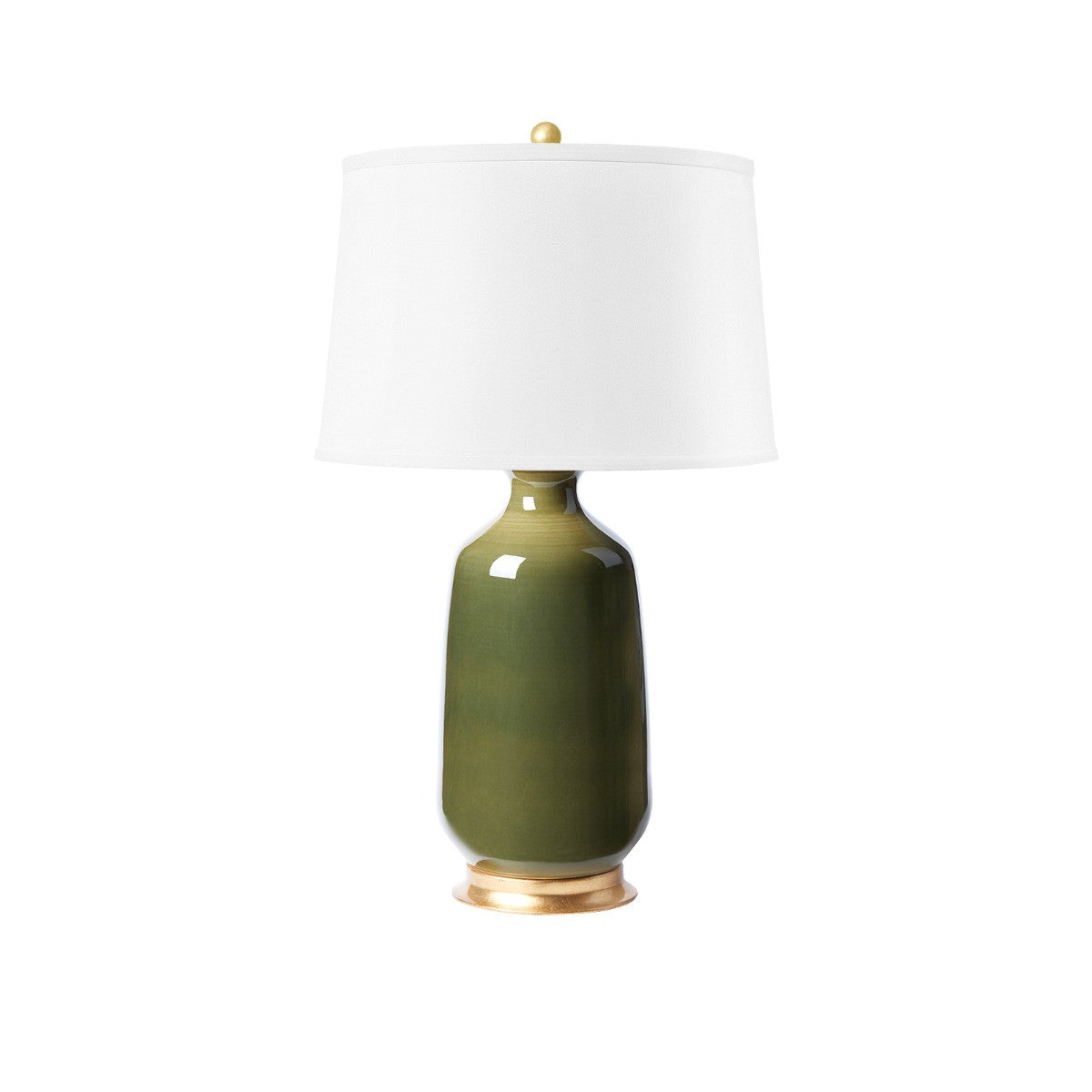 Villa & House Carolyn Lamp with Shade 17-inch White Linen, with Gold, Olive Green
