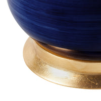 Villa & House Carolyn Lamp with Shade 17-inch White Linen, with Gold, Royal Blue