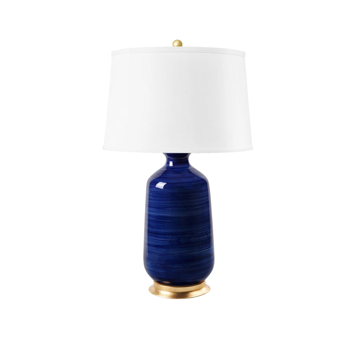 Villa & House Carolyn Lamp with Shade 17-inch White Linen, with Gold, Royal Blue