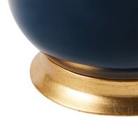 Villa & House Carolyn Lamp with Shade 17-inch White Linen, with Gold, Navy Blue