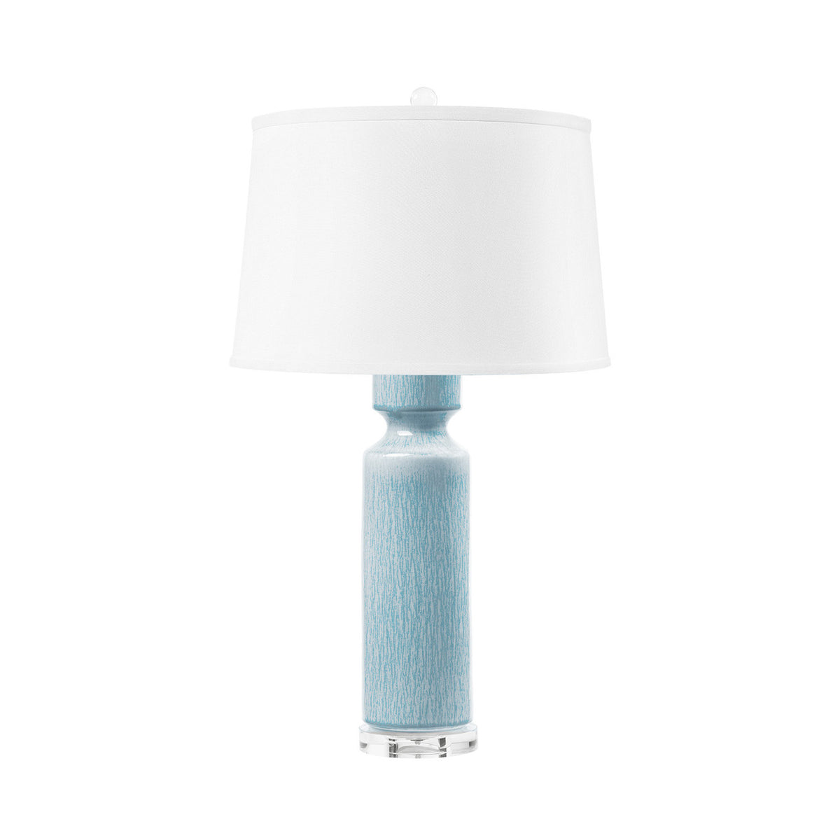 Villa & House Corinth Lamp with Shade 17-inch White Linen, with Nickel, Cloud Blue