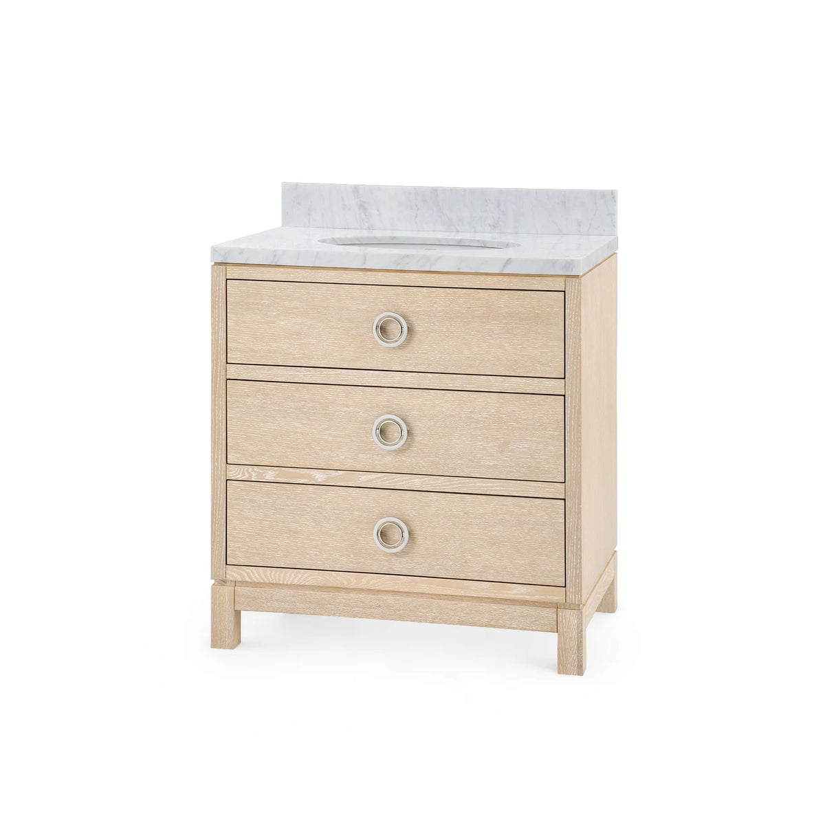 Villa & House Caspian 2-Drawer Cabinet with 30" Marble Vanity Top, Sand