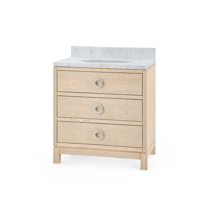 Villa & House Caspian 2-Drawer Cabinet with 30" Marble Vanity Top, Sand