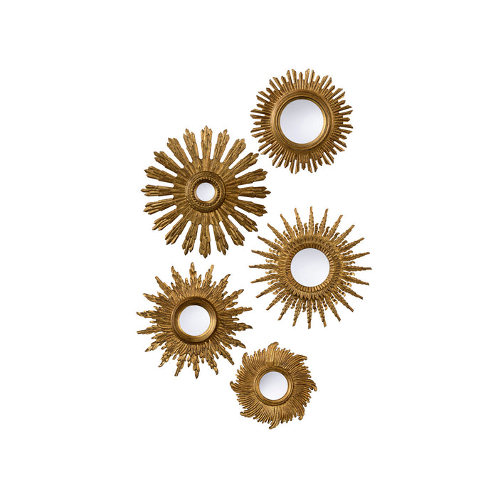 Chelsea House Set of Five Gold Starburst Mirrors