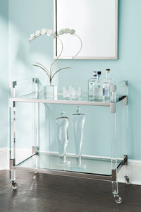 Chelsea House Acrylic Bar Cart - Nickel