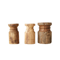 Design Shop Reclaimed Wood Carved Candle Holder