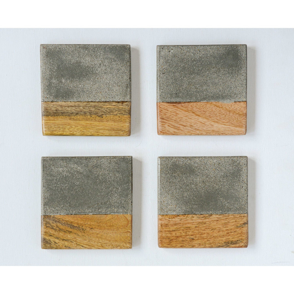 Design Shop Cement and Wood Coasters, Set of 4