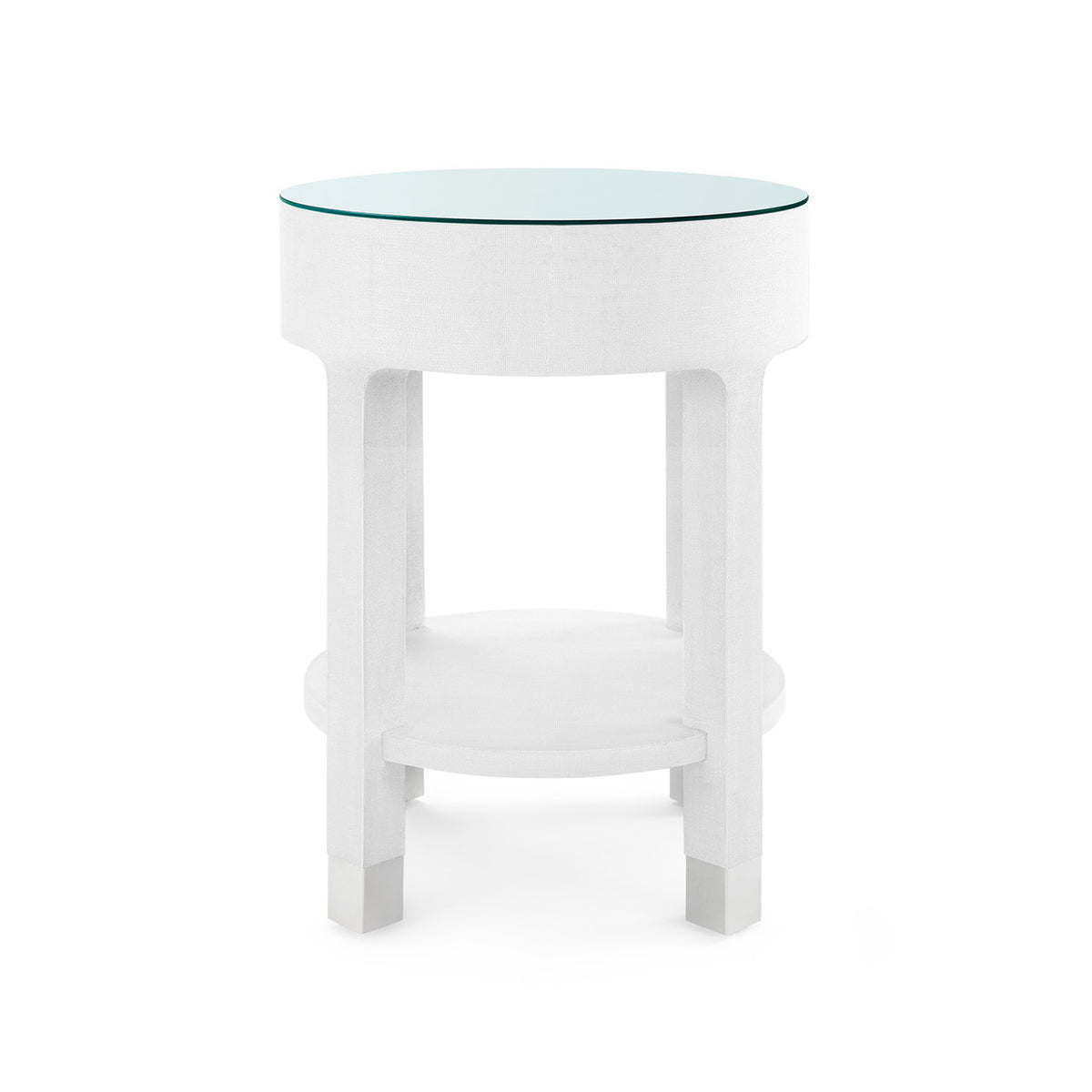 Villa & House Dakota 1-Drawer Round Side Table with Glass Top, Cream