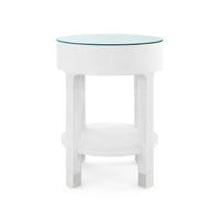 Villa & House Dakota 1-Drawer Round Side Table with Glass Top, Cream