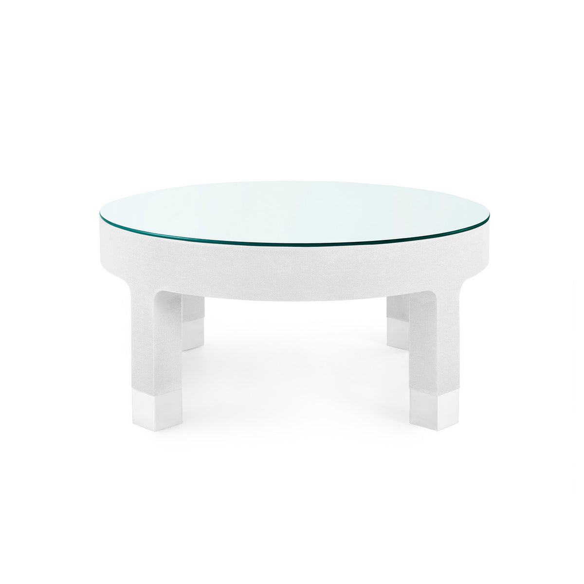 Villa & House Dakota Round Coffee Table with Glass Top, Cream
