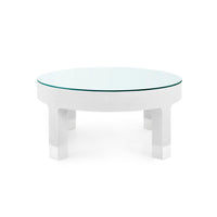 Villa & House Dakota Round Coffee Table with Glass Top, Cream