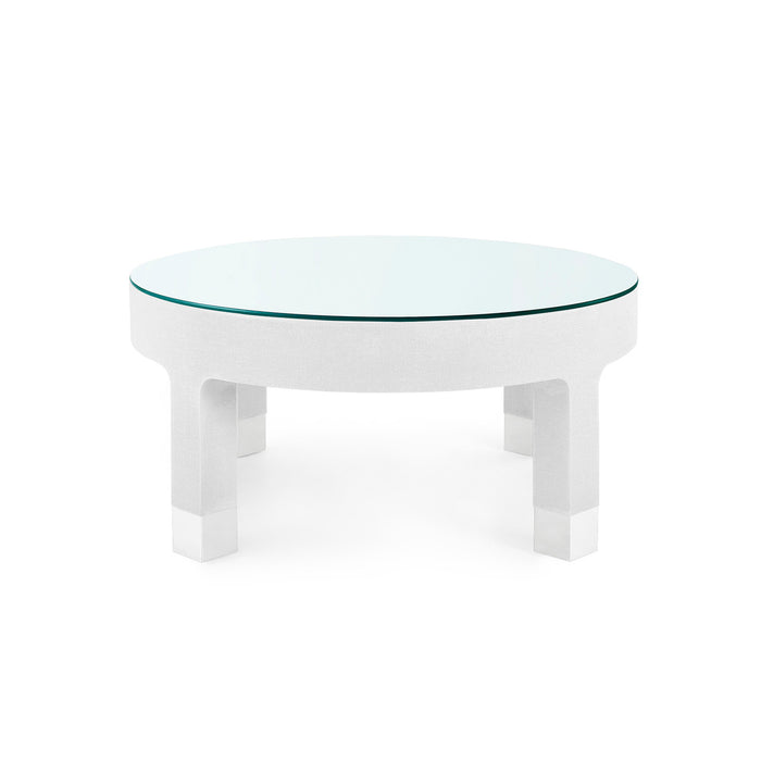 Villa & House Dakota Round Coffee Table with Glass Top, Cream
