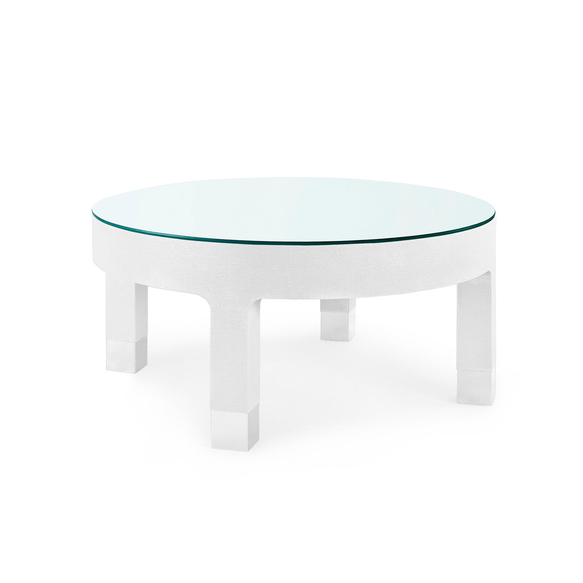 Villa & House Dakota Round Coffee Table with Glass Top, Cream