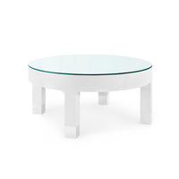 Villa & House Dakota Round Coffee Table with Glass Top, Cream