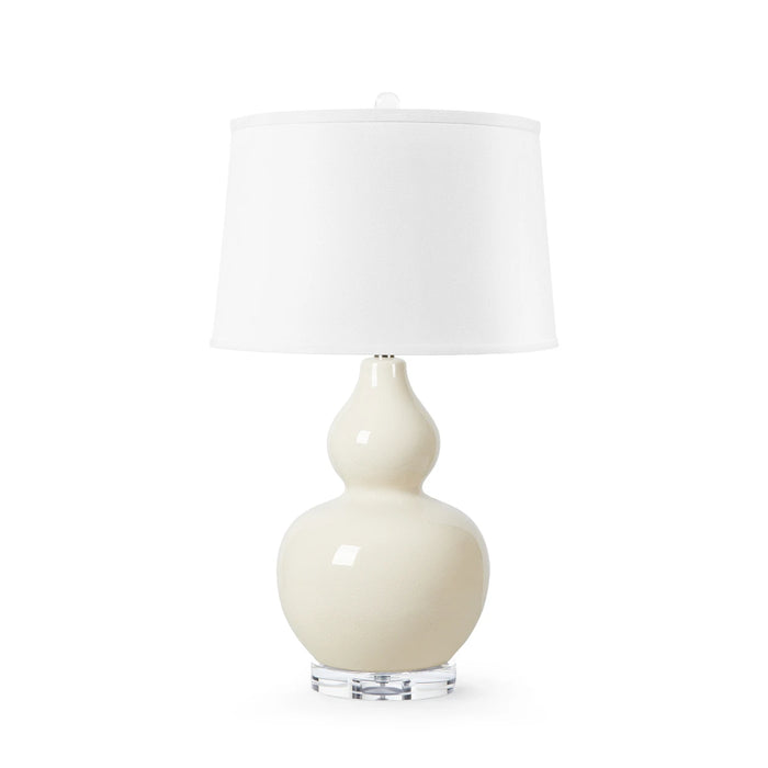 Villa & House Devon Lamp with Shade 17-inch White Linen, with Nickel, Sand Dollar