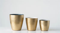 Design Shop Matte Brass Enameled Planter Set 7", Set of 3