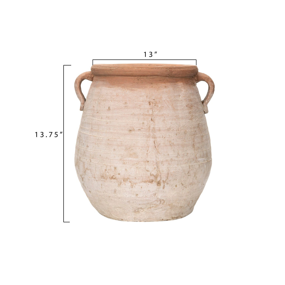 Design Shop Terracotta Urn with Whitewash Finish