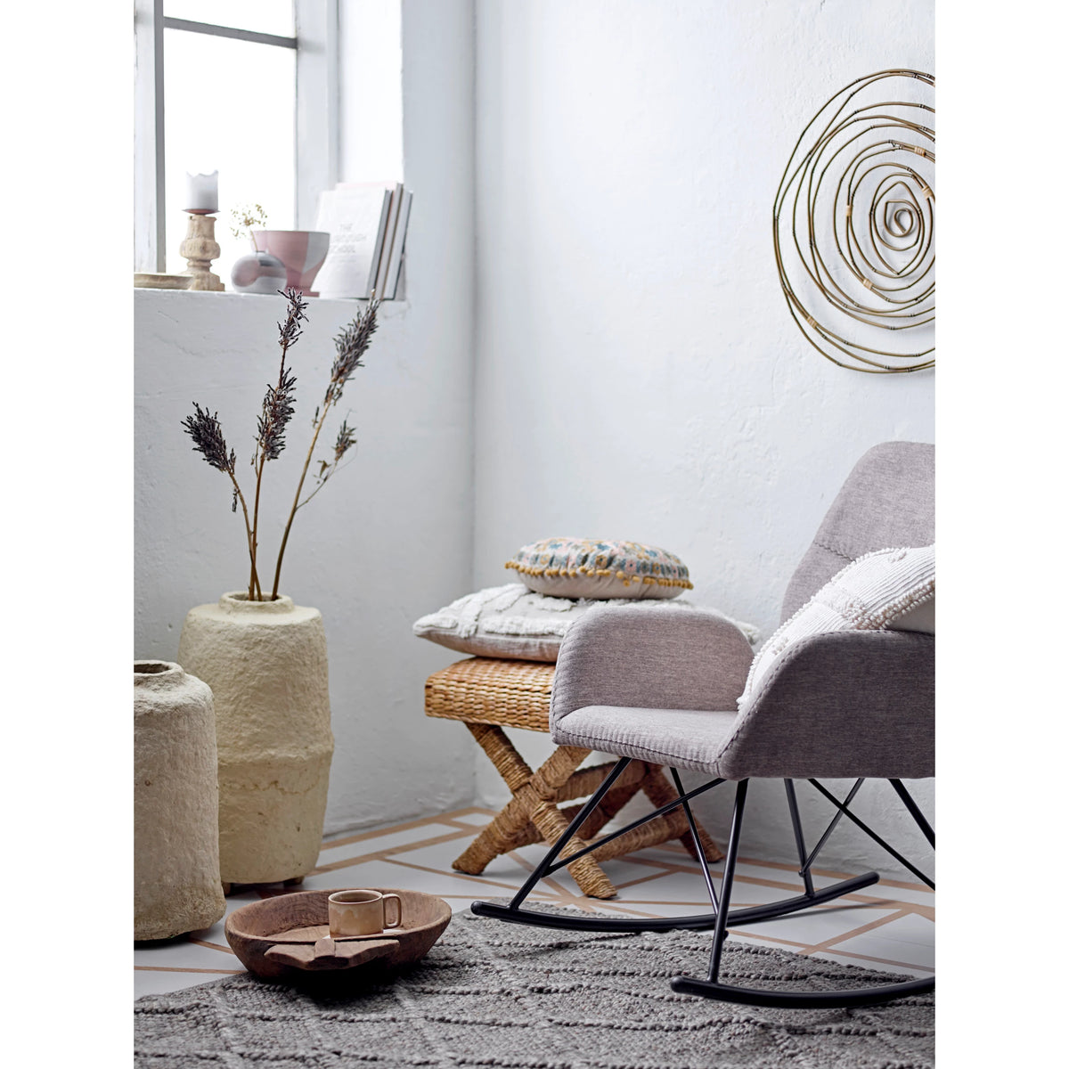 Design Shop Woven Water Hyacinth and Wood Stool