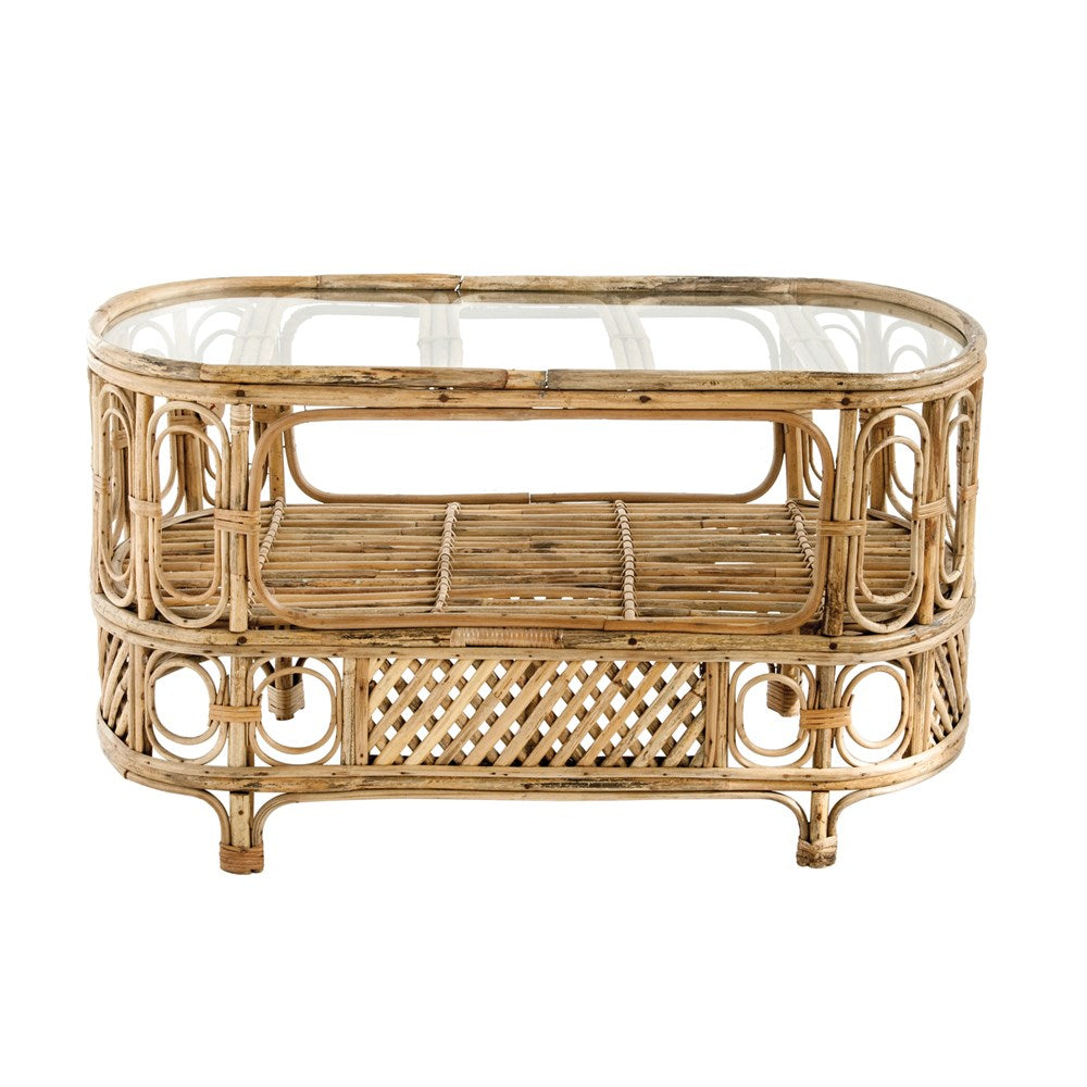 Oval Bamboo & Glass Table
