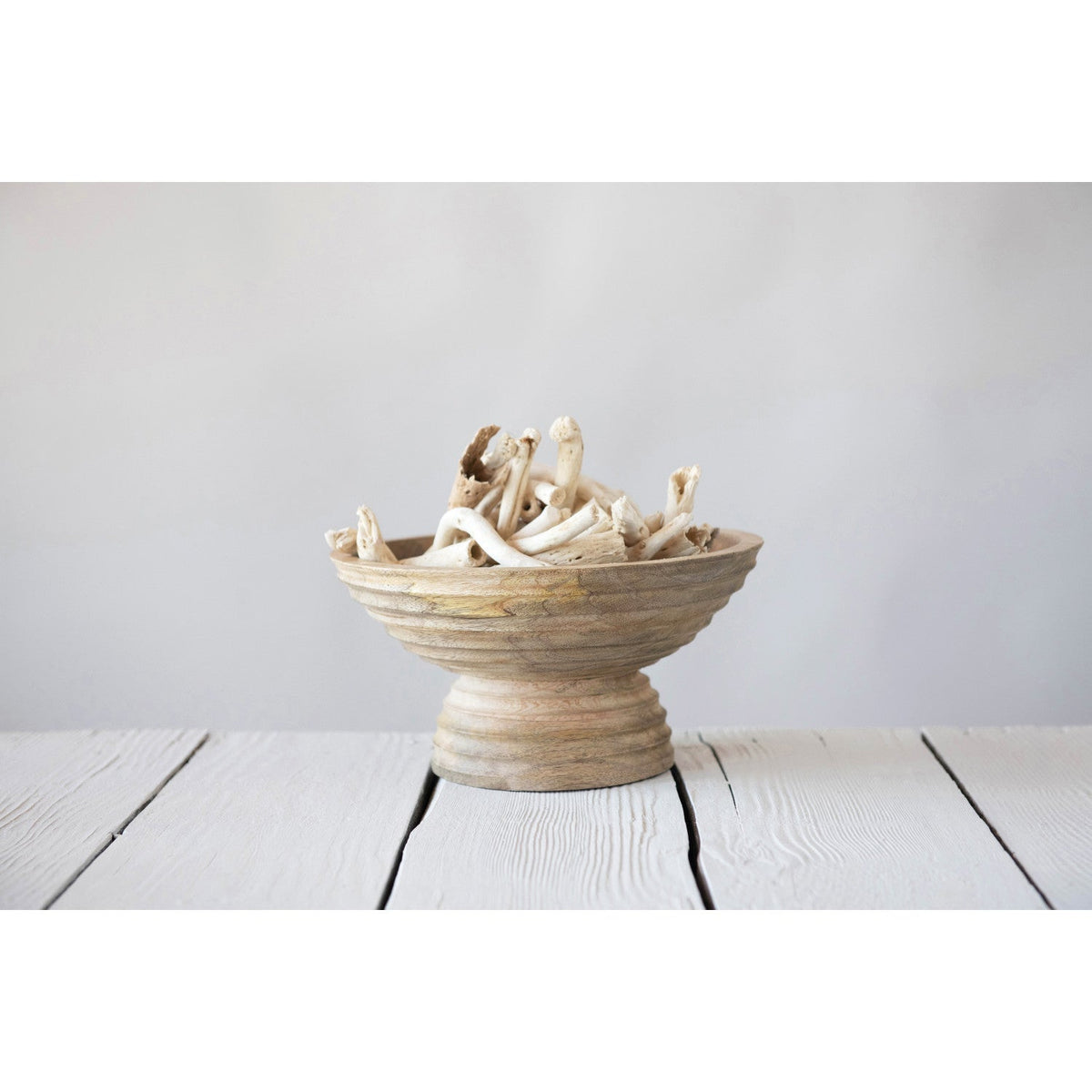 Design Shop Mango Wood Ridged Footed Bowl