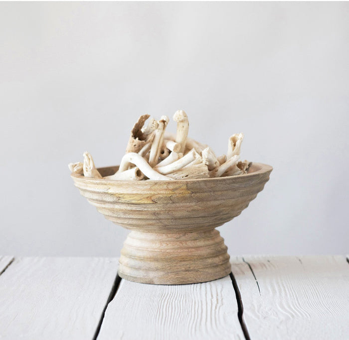 Design Shop Mango Wood Ridged Footed Bowl