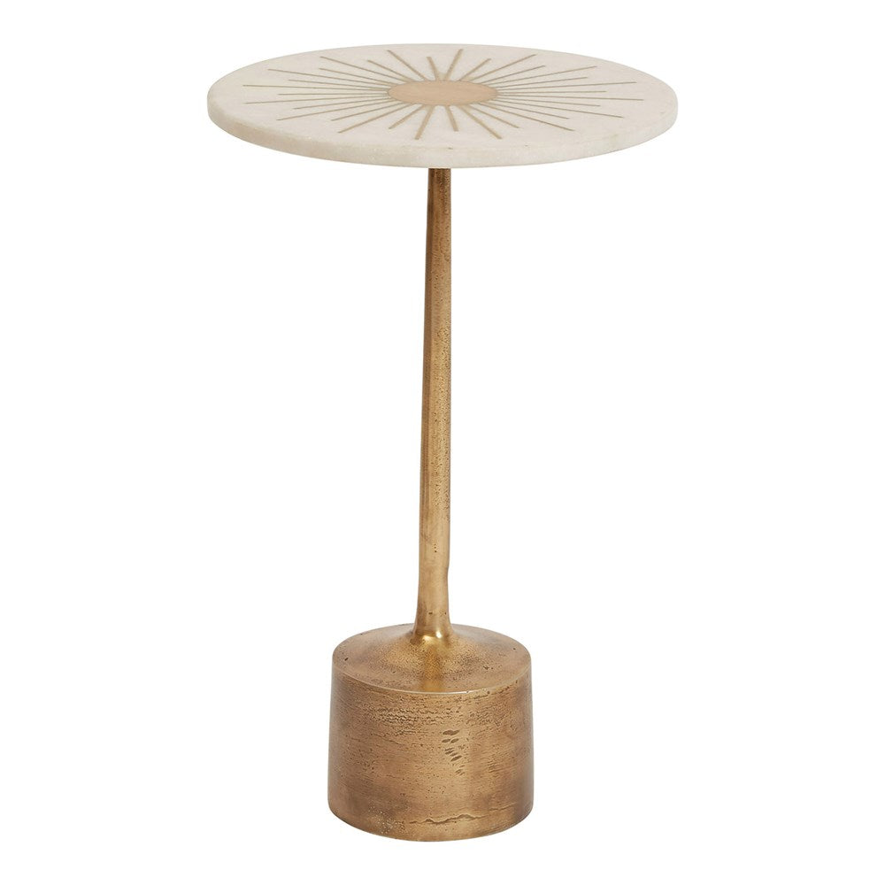Metal Table w/ White Marble & Metal Sunburst Top