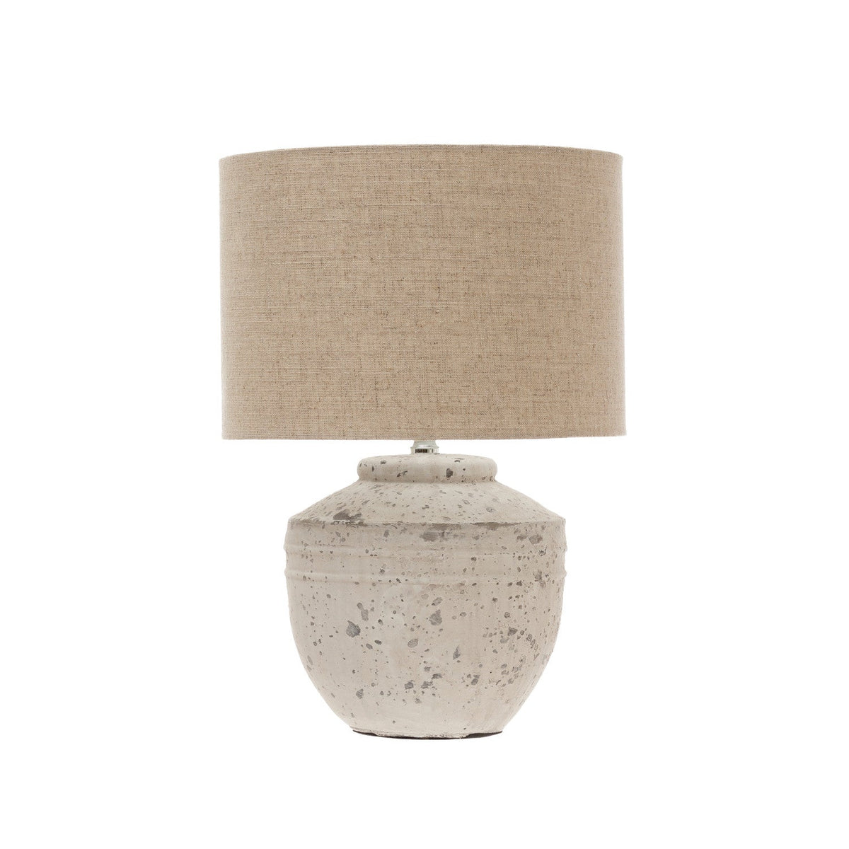 Design Shop Distressed Cement Table Lamp with Linen Shade