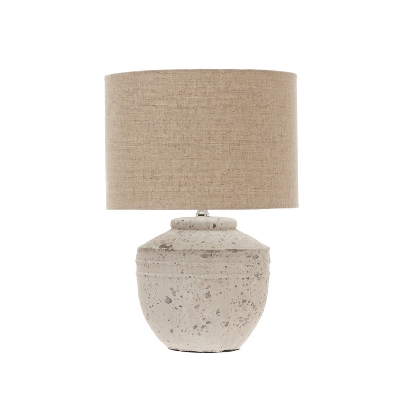 Design Shop Distressed Cement Table Lamp with Linen Shade