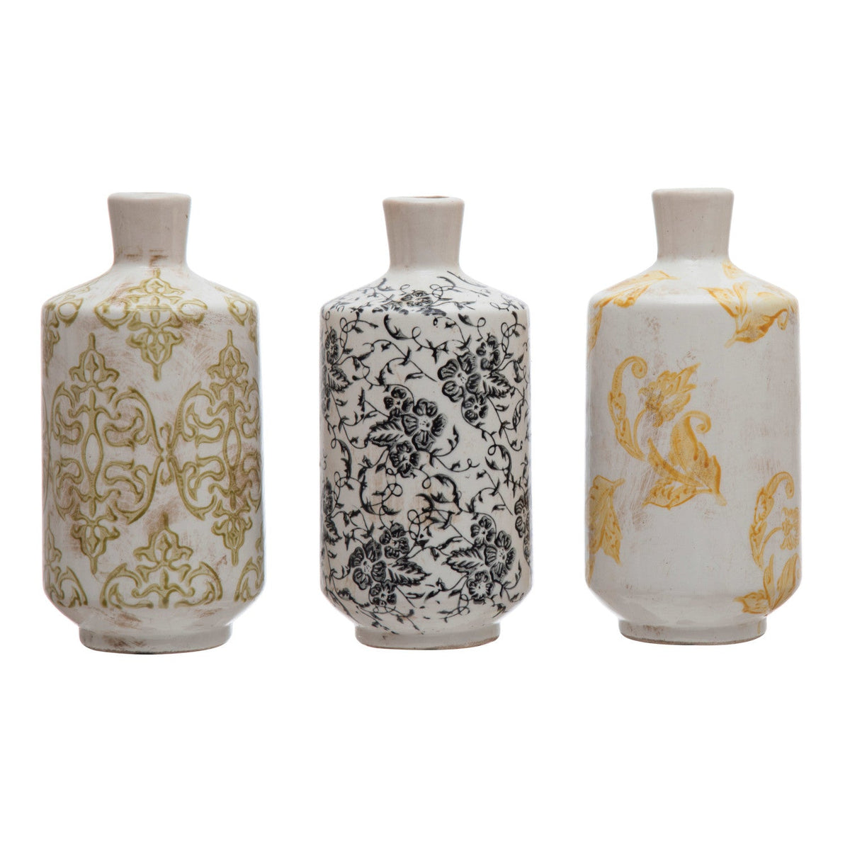 Design Shop Terracotta Vase with Pattern. Set of 3.