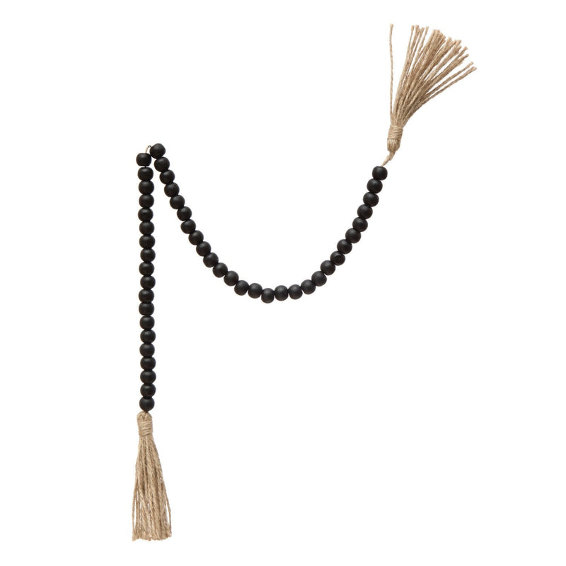 Design Shop Wood Bead Garland with Jute Tassels