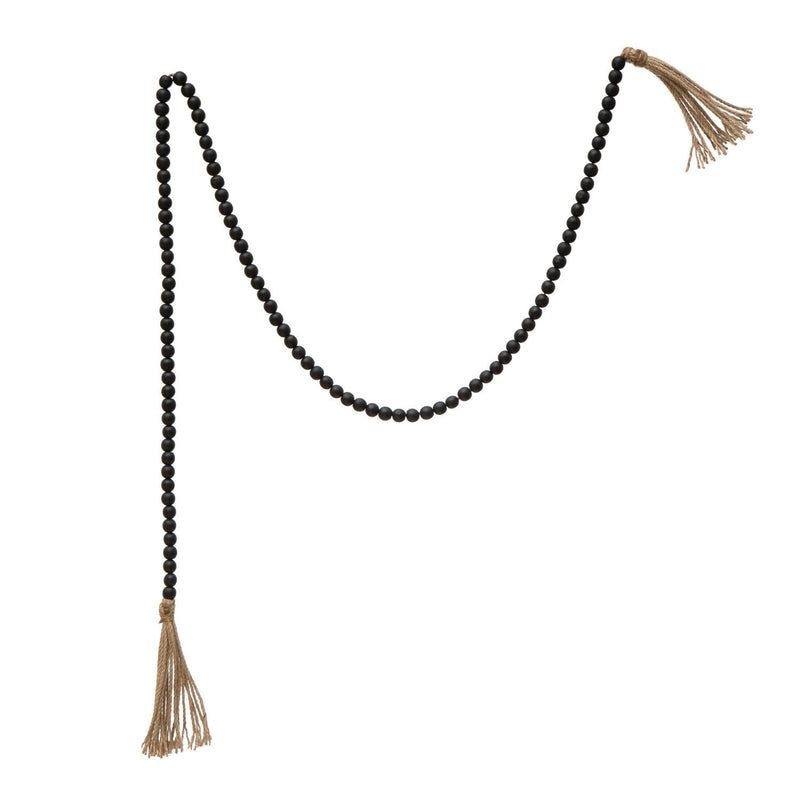 Design Shop Paulownia Wood Bead Garland with Jute Tassels