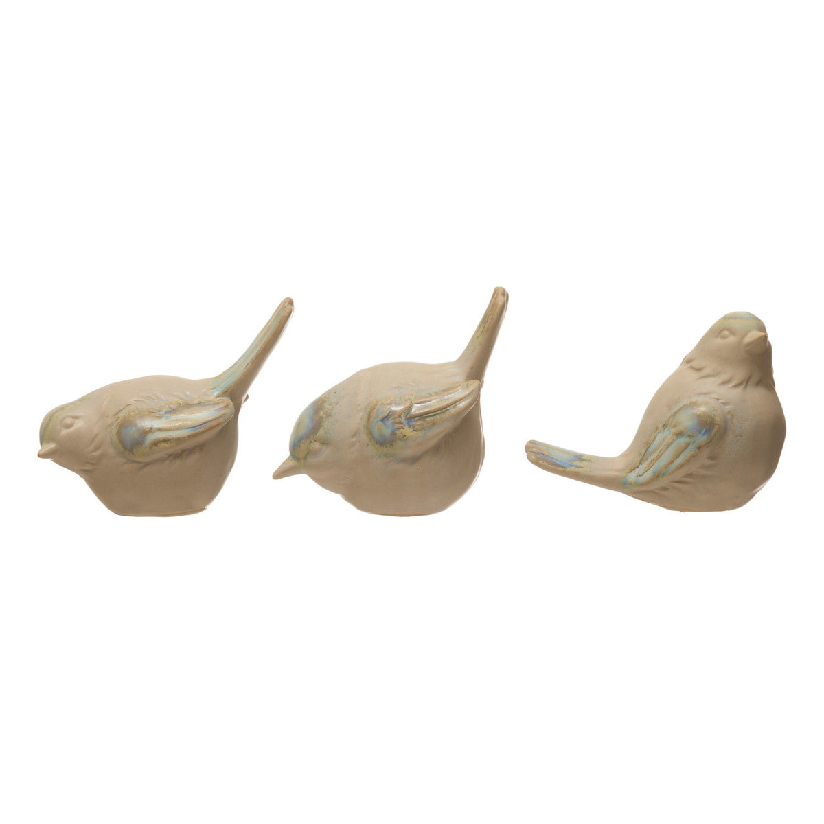 Design Shop Stoneware Bird with Glaze. Set of 3.