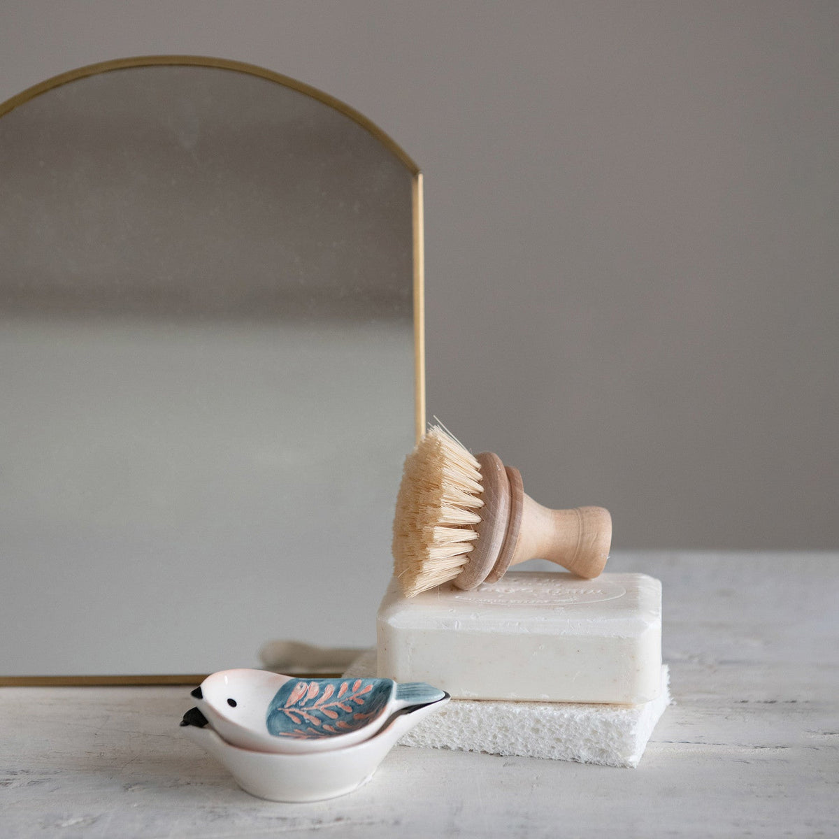 Design Shop Hand-Painted Stoneware Bird Shaped Dish. Set of 4.