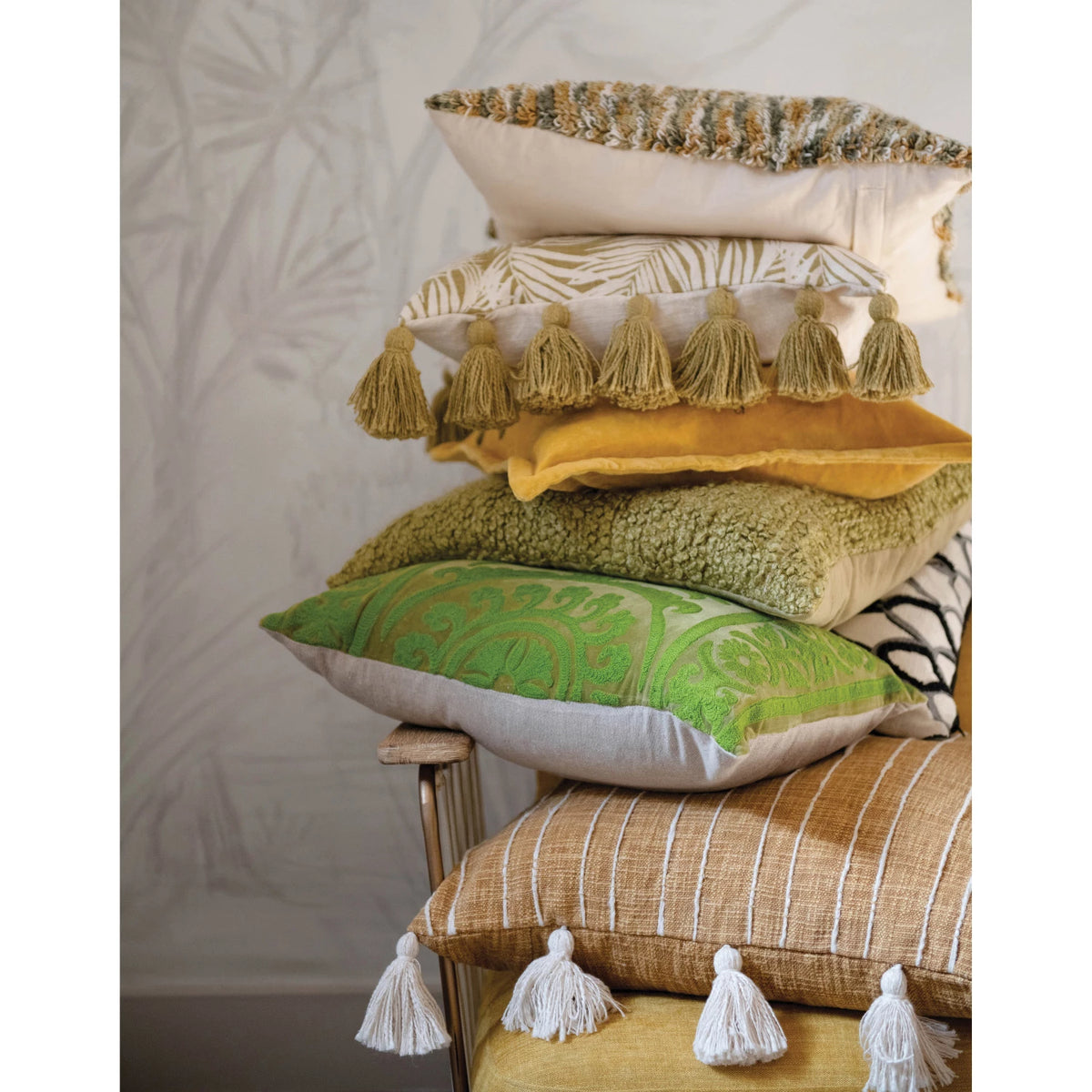 Design Shop 22" Cotton Woven Pillow with Stripes & Tassels