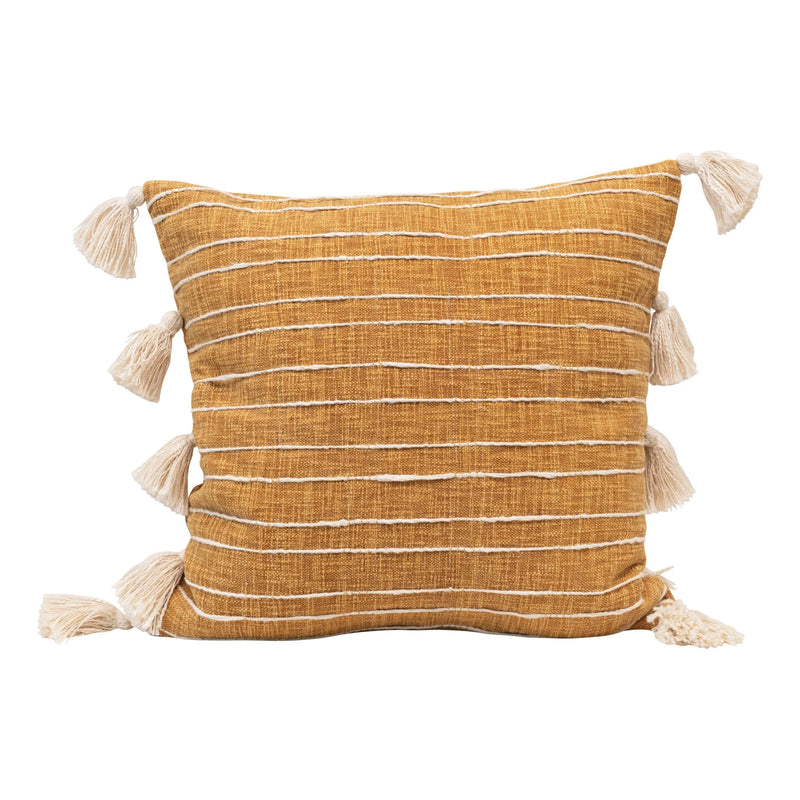 Design Shop 22" Cotton Woven Pillow with Stripes & Tassels