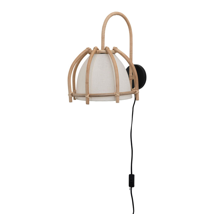 Design Shop 6-Rattan Wall Sconce with Cotton Shade and Inline Switch