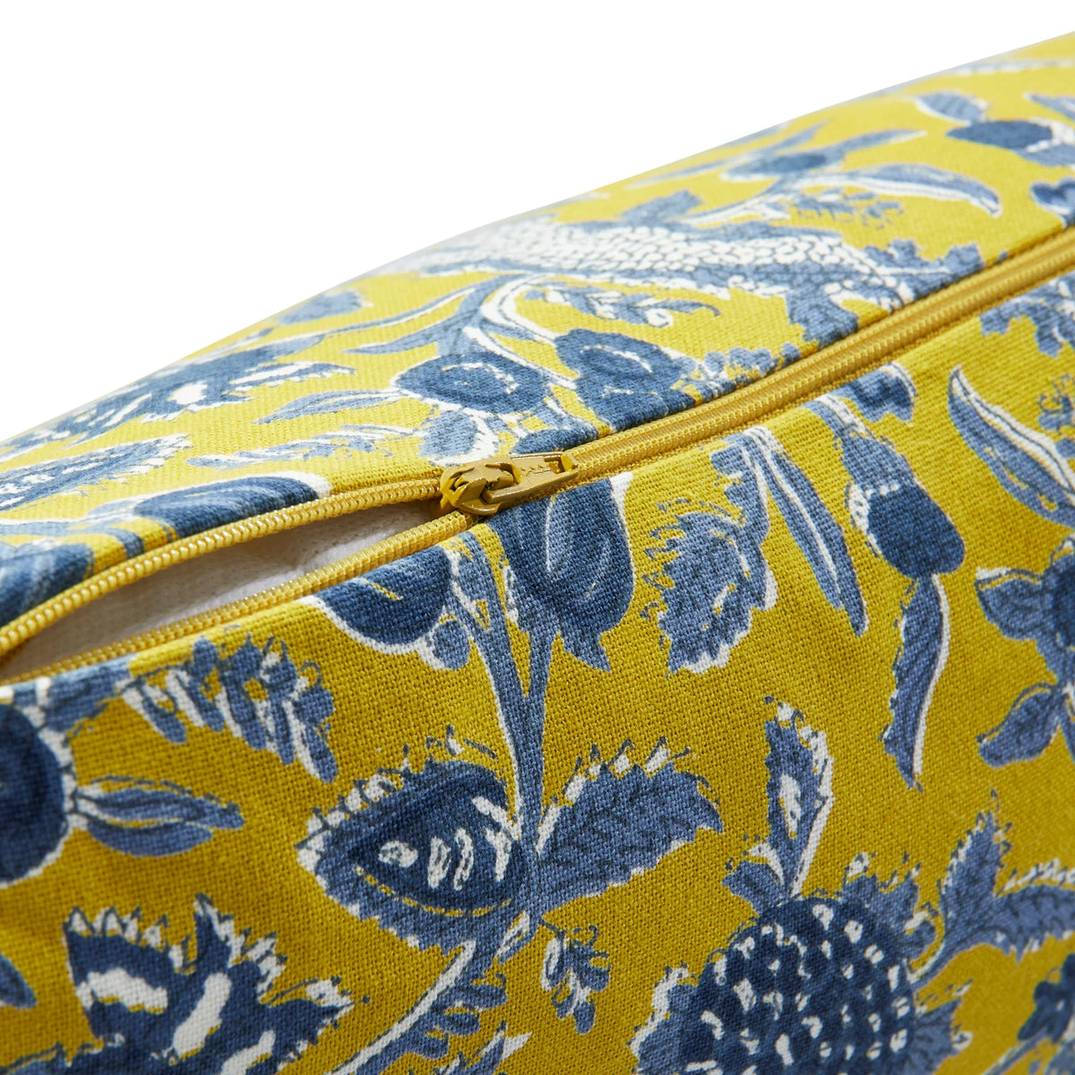 Design Shop 18" Cotton Pillow w/ Floral Pattern & Yarn-Wrapped Tassels, Polyester Fill