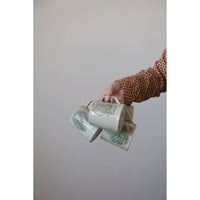 Design Shop 14 oz. Stoneware Mug with Debossed Leaf, Reactive Crackle Glaze. Set of 4.