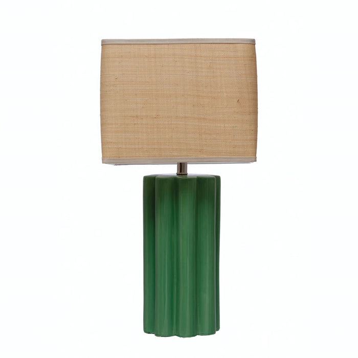 Design Shop Stoneware Fluted Table Lamp with Raffia Shade