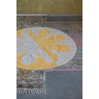 Design Shop Woven Cotton Distressed Print Dhurrie Rug with Fringe