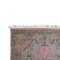 Design Shop Woven Cotton Distressed Print Dhurrie Rug with Fringe