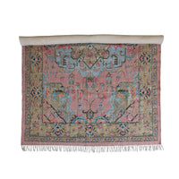 Design Shop Woven Cotton Distressed Print Dhurrie Rug with Fringe