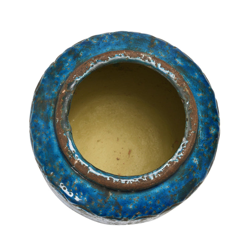 Design Shop Debossed Terra-cotta Vase, Distressed Blue Finish