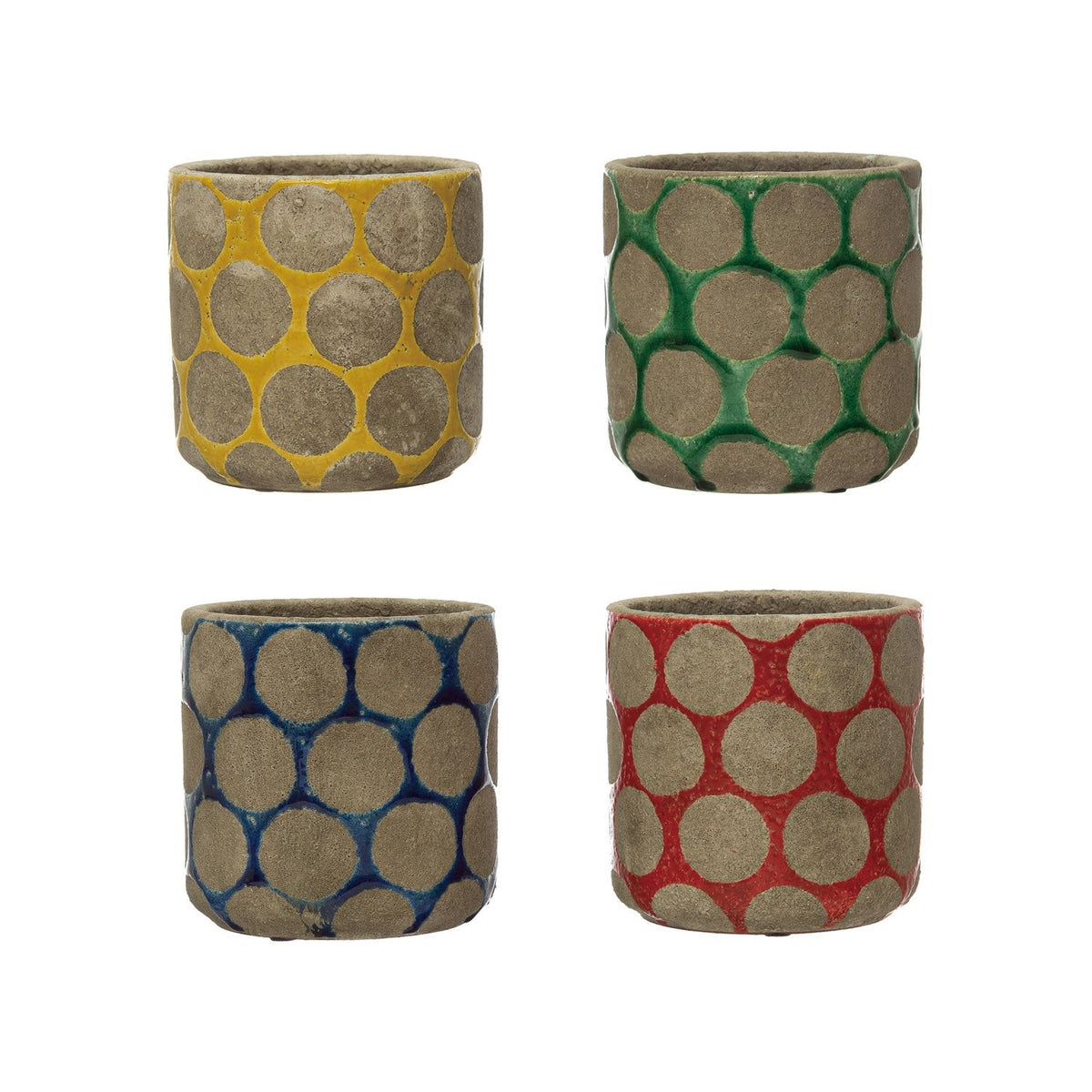 Design Shop Terra-cotta Planter with Wax Relief Dots, 4 Colors