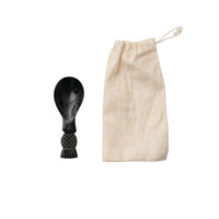 Design Shop Hand-Carved Horn Spoon in Printed Drawstring Bag