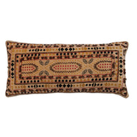 Design Shop 36" x 16" Cotton Velvet Embroidered Lumbar Pillow w/ Chambray Back