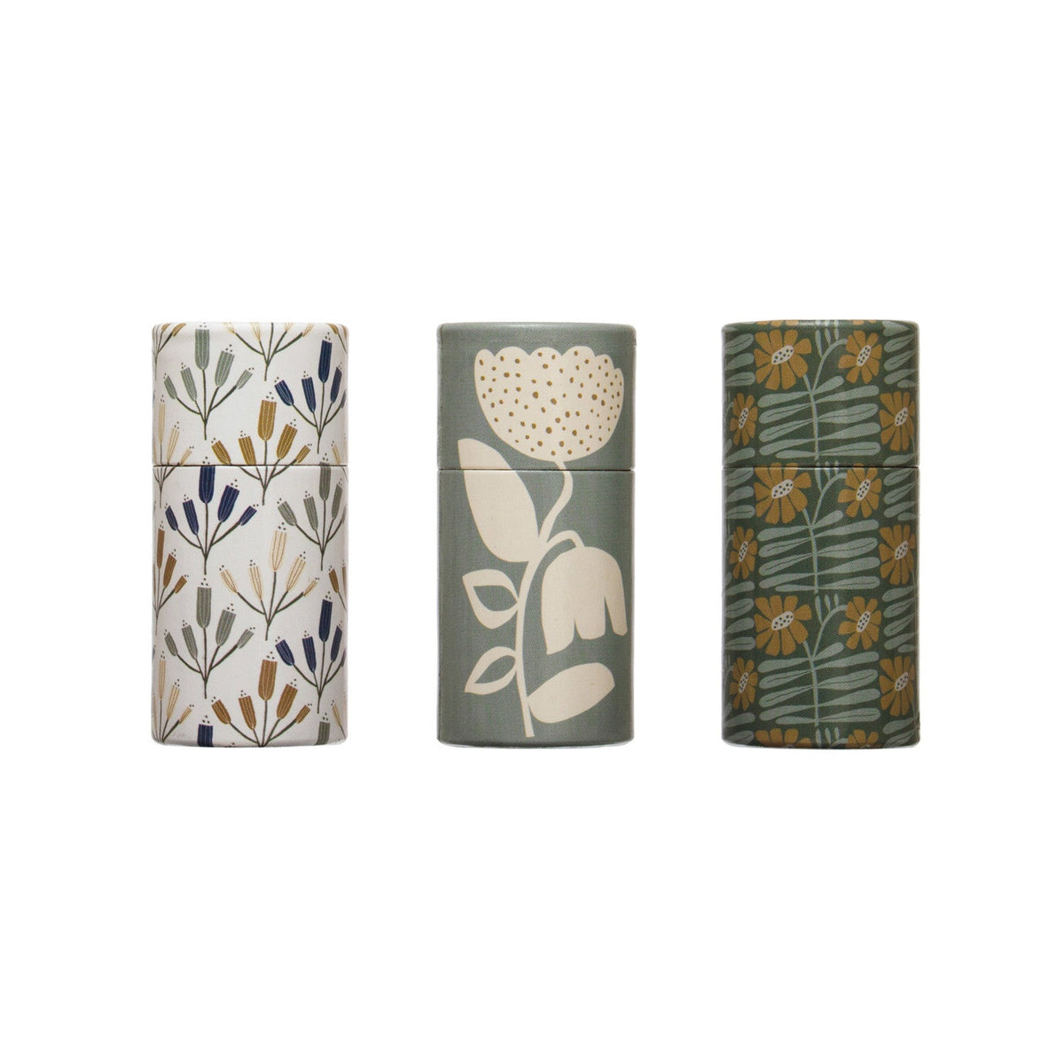 Design Shop Safety Matches in Tube Matchbox w/ Flowers. Set of 3