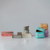Design Shop Hand-Painted Bamboo Containers w/ Lids & Design, Multi Color. Set of 3.
