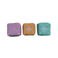 Design Shop Hand-Painted Bamboo Containers w/ Lids & Design, Multi Color. Set of 3.